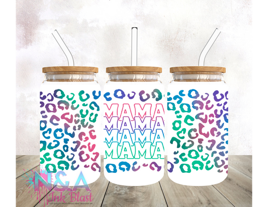 16 Oz Colorful Mama Glass Can Wrap