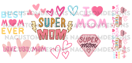 Super Mom 16 Oz Libbey Glass Can & Pen Wrap Set